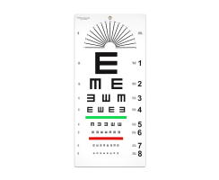 DISTANCE 20 FT. TUMBLING E AND ASTIGMATIC DIAL CHART