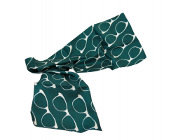 EYEGLASSES ON GREEN BACKGROUND SILK SCARF